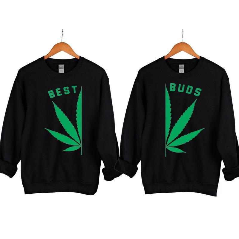 Best Buds Shirts Matching Couple Sweatshirt His and Hers Sweatshirts Marijuana Leaf Shirts Weed, Best Buds Matching Hoodie Marijuana Leaf Weed Smoking Buddies friends Couples, Womenswear Clothing