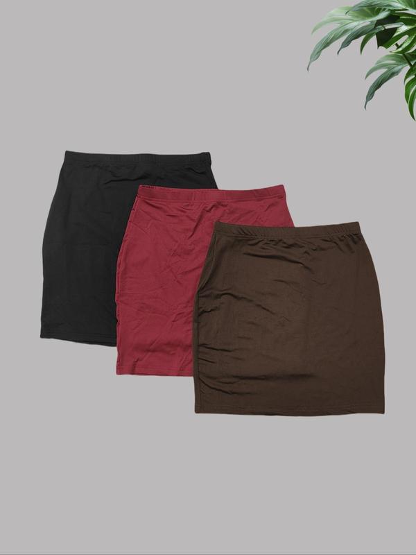 Women's Solid Color Skirt, Casual Comfy Skirt for Daily Wear, Ladies Bottoms for Summer
