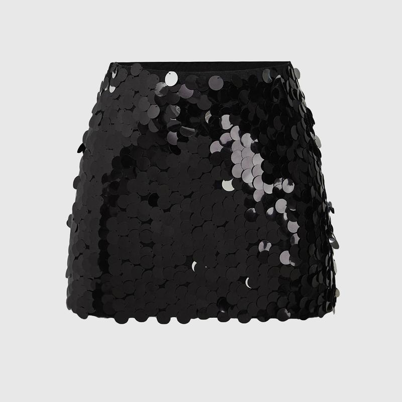 ROMWE Fairycore Women Sequin Decor Skirt, Casual & Resort