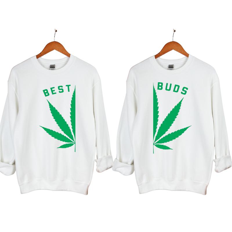 Best Buds Shirts Matching Couple Sweatshirt His and Hers Sweatshirts Marijuana Leaf Shirts Weed, Best Buds Matching Hoodie Marijuana Leaf Weed Smoking Buddies friends Couples, Womenswear Clothing