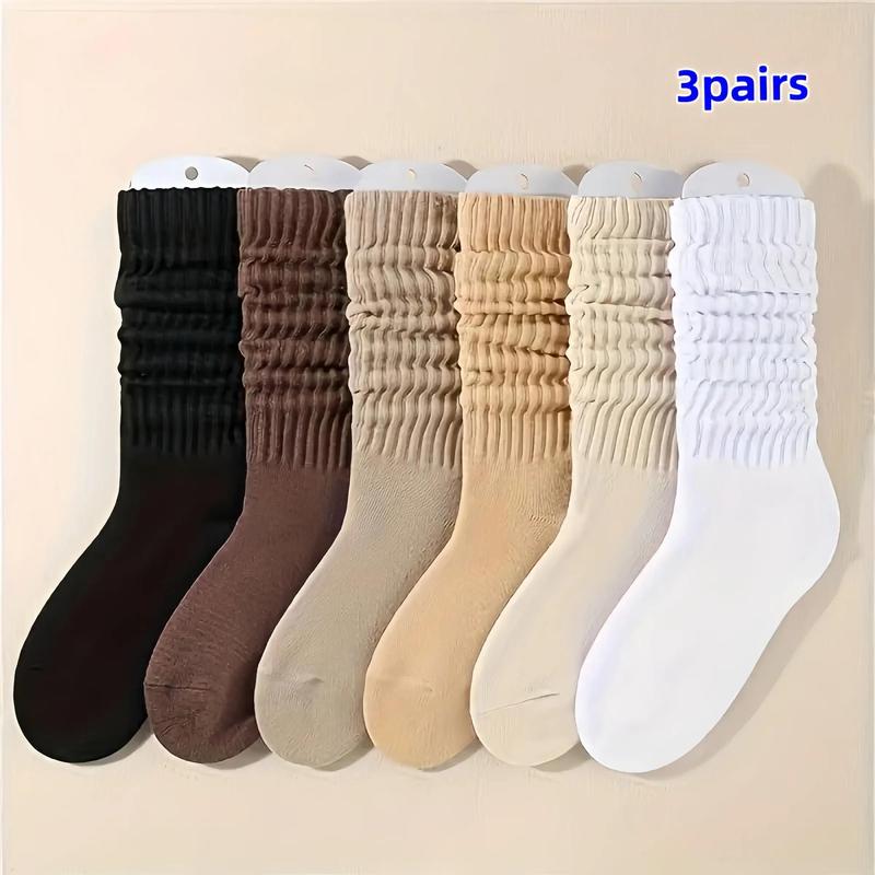 Random Color Women's Solid Color Ankle Socks, 3 Pairs Soft Comfortable Breathable Socks for Fall & Winter, Women's Socks for Daily Wear