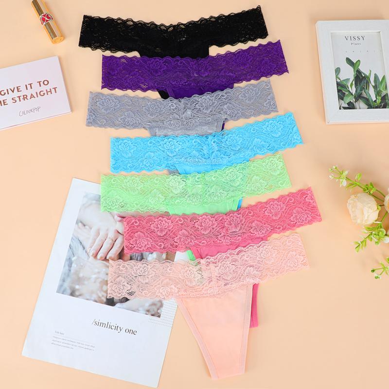 Women's  Decor Lace Trim Thong,hand wash multicolor panties,Casual Comfy Breathable  for Daily  Wear,Underwear for women,Ladies Underwear for All Seasons