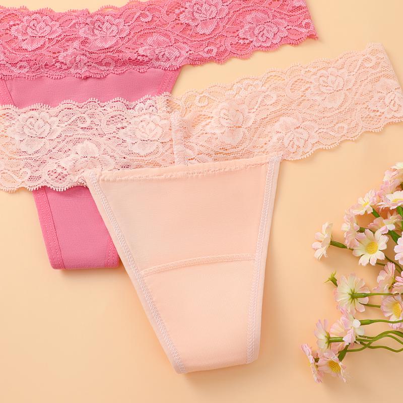 Women's  Decor Lace Trim Thong,hand wash multicolor panties,Casual Comfy Breathable  for Daily  Wear,Underwear for women,Ladies Underwear for All Seasons