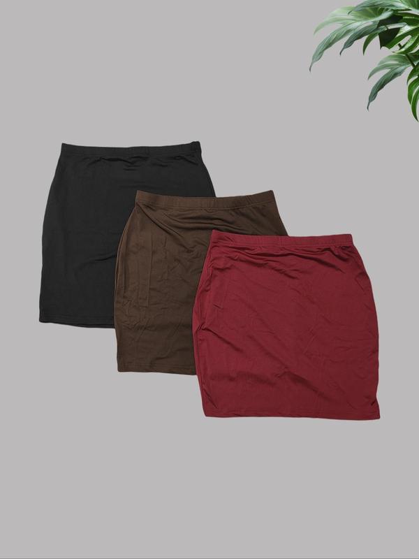 Women's Solid Color Skirt, Casual Comfy Skirt for Daily Wear, Ladies Bottoms for Summer
