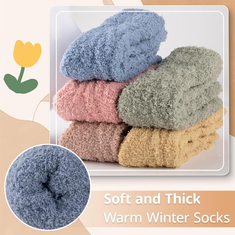 Women Fuzzy Socks Warm Cozy Fluffy Socks Thick Soft Winter Slipper Socks 5 Pairs