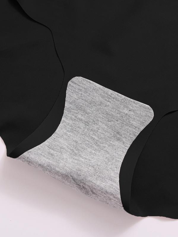 Women's Solid Scallop Trim Seamless Knicker, Soft Comfy Breathable Panty for Daily Wear, Underwear for All Seasons