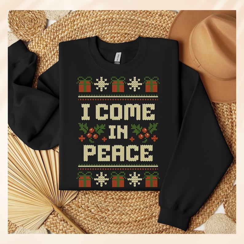 Matching Couples Ugly Christmas Sweater, Ugly Adult Humor Holiday Sweater, I Come In Peace Ugly Christmas Sweater, Ugly Christmas Party