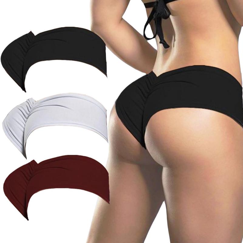 Sports Briefs Ruched Butt Lifting Panties Half Back Soft Active Yoga Underwear for women 3 Pack