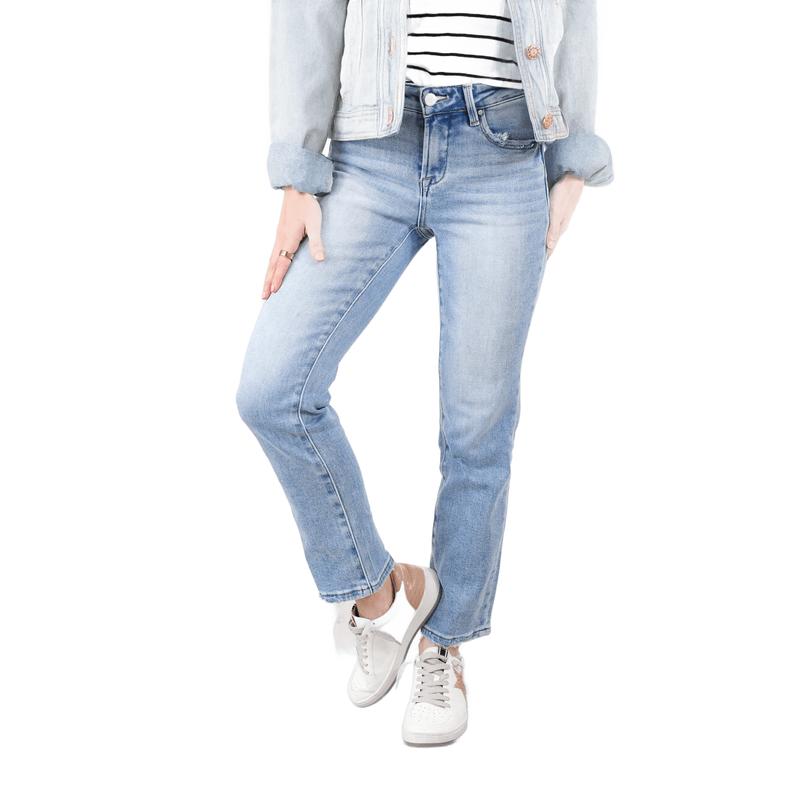 Risen Light Wash Cropped Slim Straight Leg Jeans