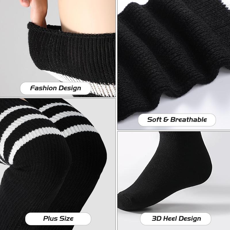 Plus Size Thigh High Socks for Thick Thighs, Extra Long Women Striped Over  Stockings Leg Warmers for Winter