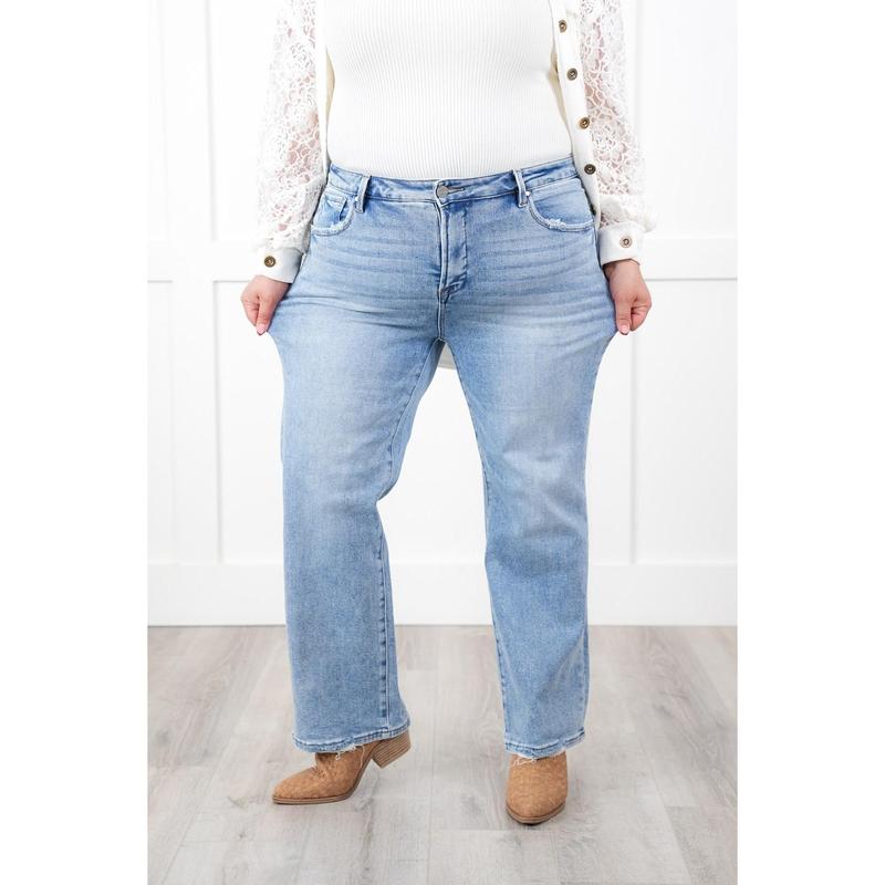 Risen Light Wash Cropped Slim Straight Leg Jeans