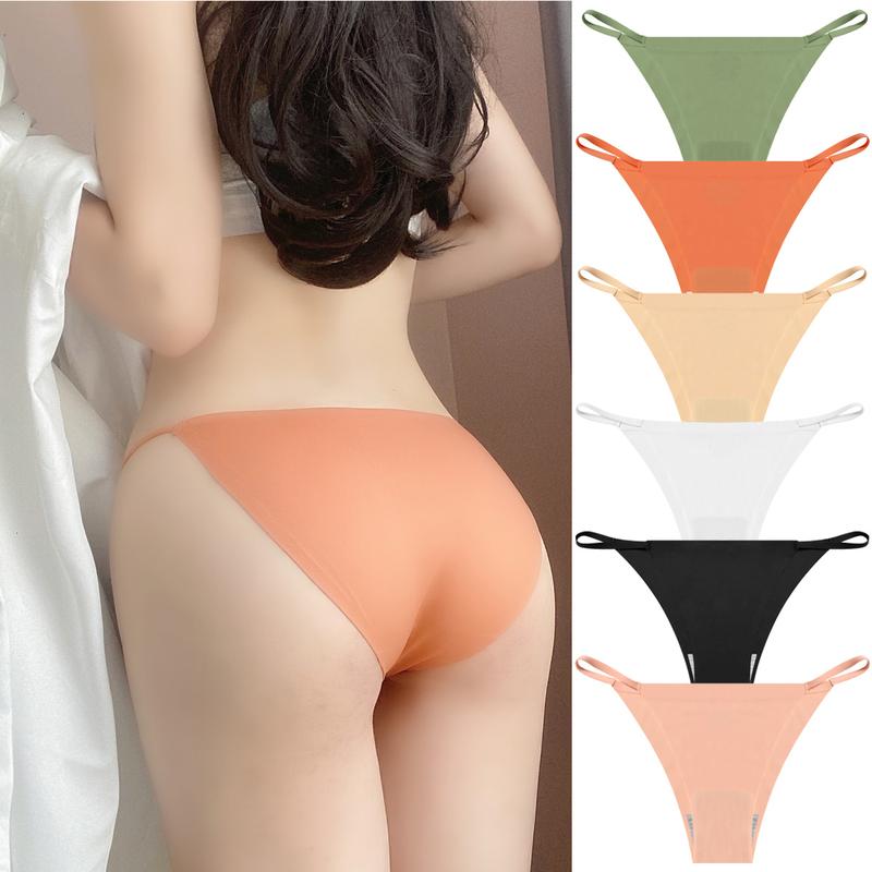 ETAOLINE Seamless Thongs for Women String Bikini Panties No Show Underwear Hand Wash Multicoloured Plain Panties