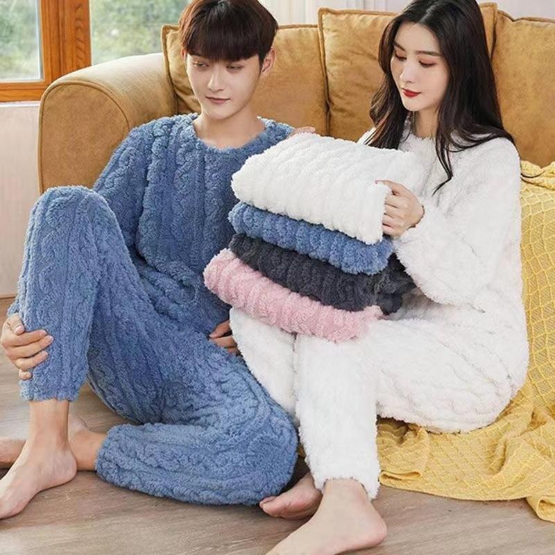 Shu Velveteenes Fabric Pajamas Women Plush Loungewear Set Cozy Twist Texture Fleece Pajama Set Warm Loungewear Pajama Sets