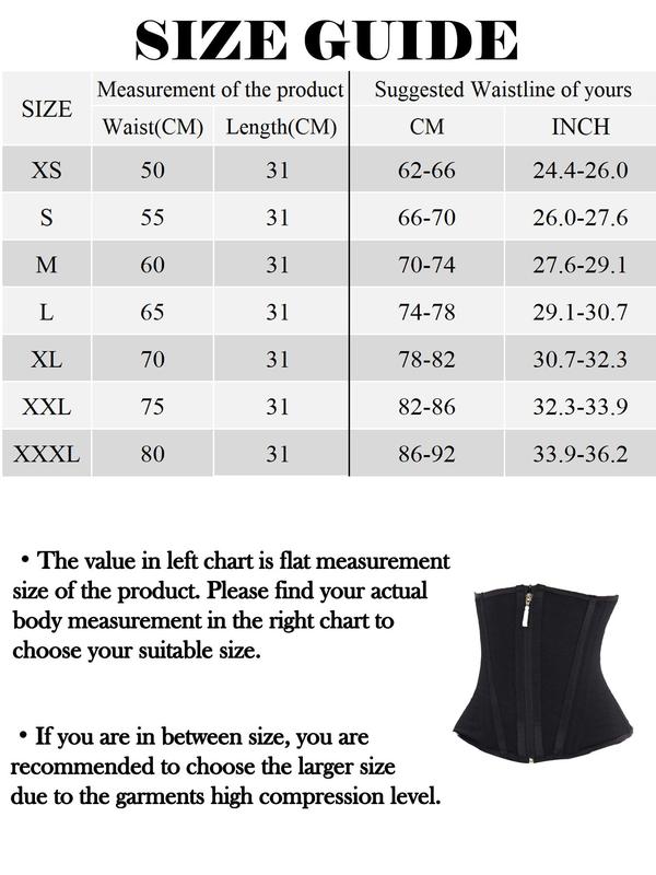 Women's Solid Zipper Hook & Eye Closure Waist Trainer, Tummy Control Shapewear Belt, Women's Shapewear for Daily Wear