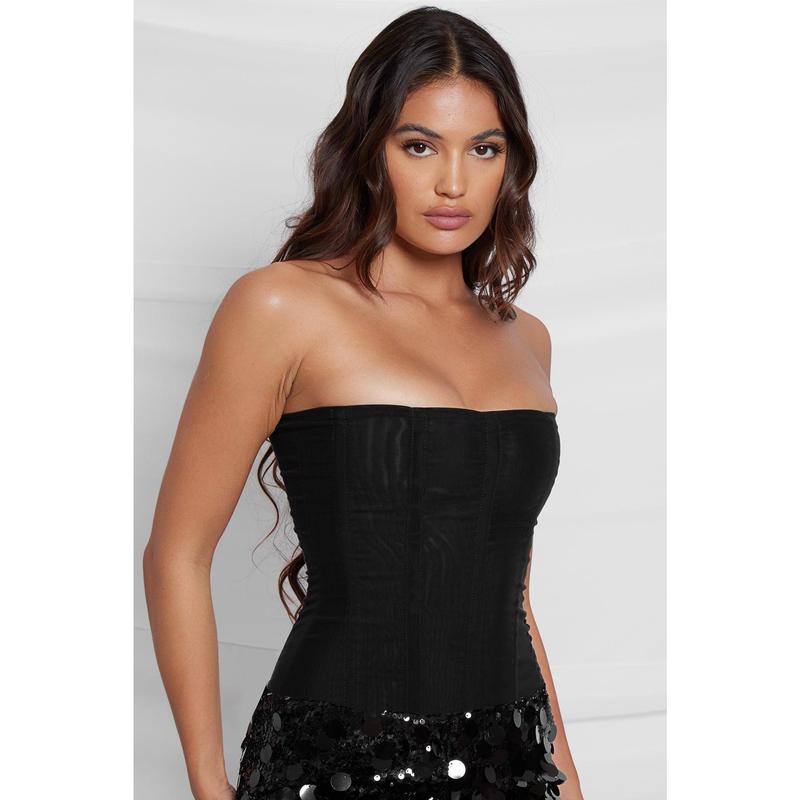 Muse Mesh Corset Top - Black