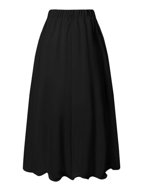 Women's Solid High Waist A Line Skirt, Elegant Fashion Casual Midi Skirt for Daily Outdoor Wear, Ladies Bottoms for All Seasons