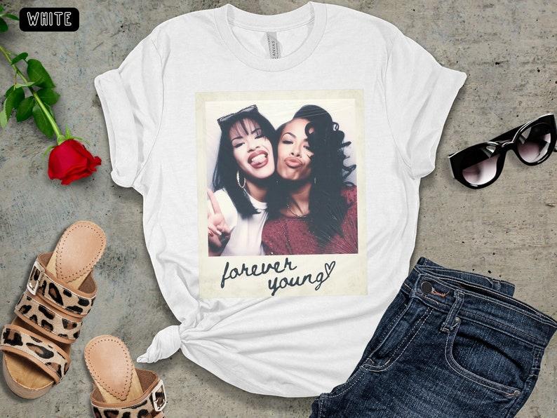 Selena Shirt Aaliyah Tshirt, Selena Quintanilla Aaliyah Haughton Photobooth Tshirt, Tejano Queen Of Cumbia Shirt Collar Cotton