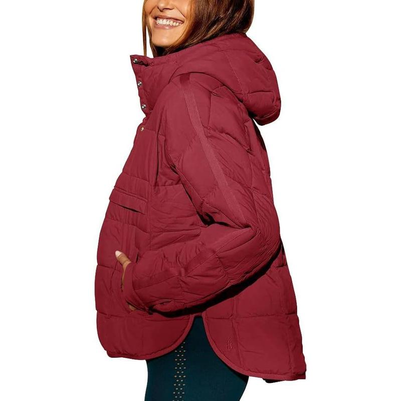 Womens Oversized HoodedPuffer Jacket Lightweight PulloverHoodies Quilted Dolman Long SleeveWarm Winter Coat