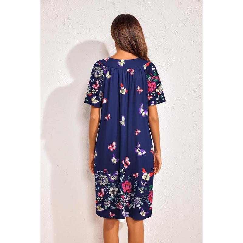 Womens House Dress Floral rint Moo Moos Nightgowns Moomoo Dresses Mumus with ockets