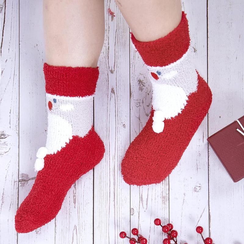 5 Pairs Womens Fuzzy Socks Winter Warm Cozy Fluffy Super Soft Slipper Socks