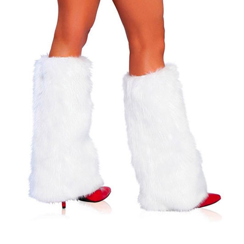 Women Faux Fur Leg Warmer Y2K Soft Boots Cover Cuff Sleeves Winter Leg Warmers Christmas Outfit