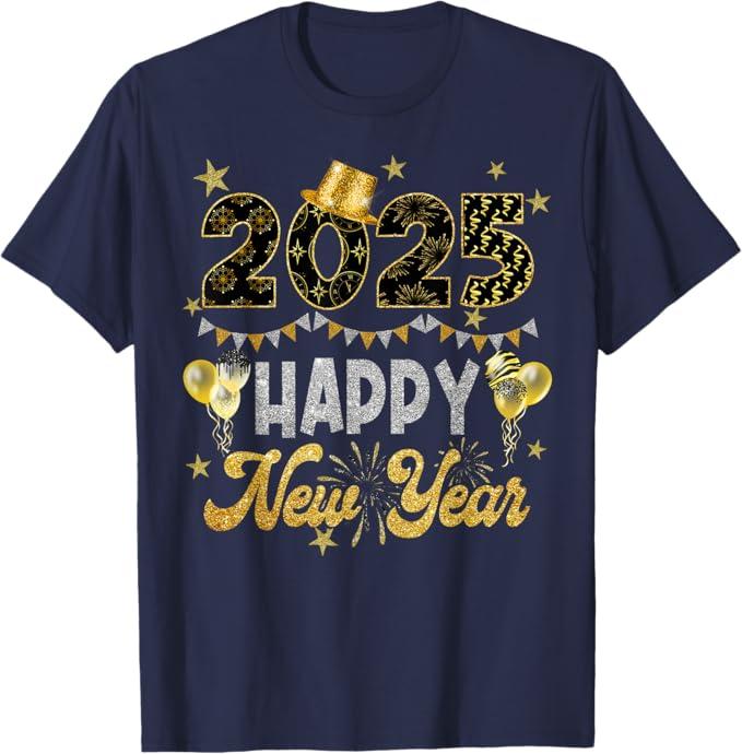 Happy New Year Party 2025 Ballon Family Matching Men Women T-Shirt