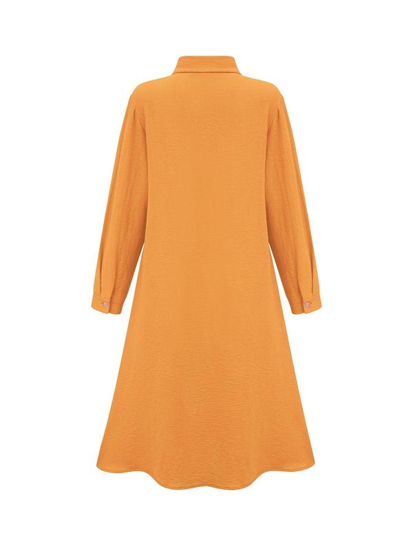 Women's Plain Button Front Long Sleeve Shirt Dress, Casual Collared Long Dress for Fall & Winter, Women's Clothing for Daily Wear