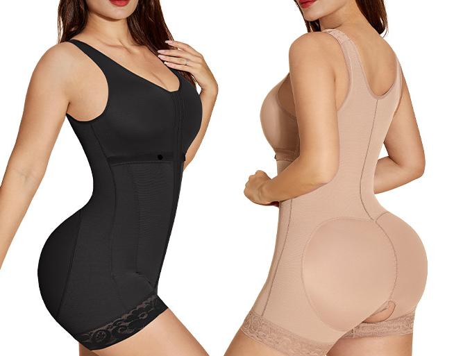 Curvyfaja Women's Chest-Packed Shapewear Bodysuit with Tummy Control and Butt Lift - Fajas, Womenswear open crotch Comfort Hip Basic Minimalist