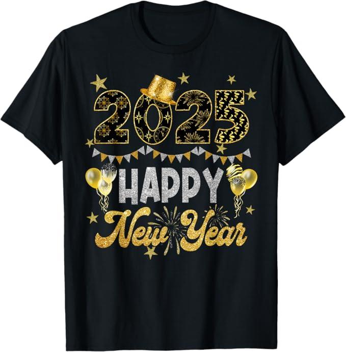 Happy New Year Party 2025 Ballon Family Matching Men Women T-Shirt