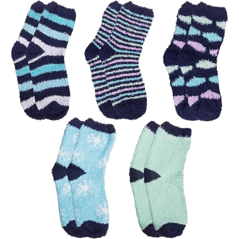 5 Pairs Womens Fuzzy Socks Winter Warm Cozy Fluffy Super Soft Slipper Socks