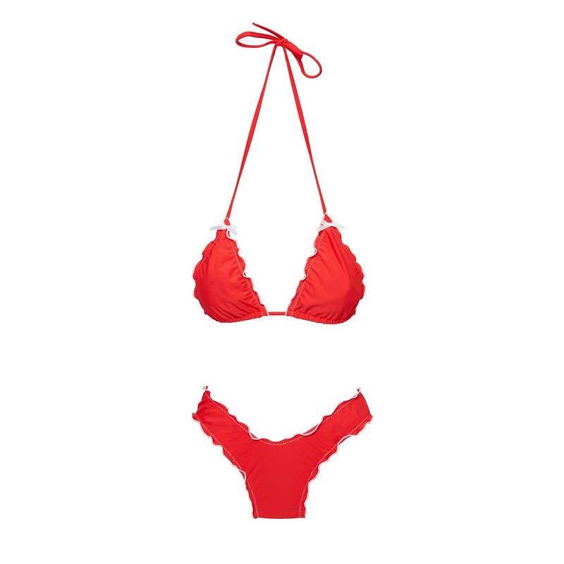 Kathrine High Cut Cheeky Bikini Bottom Red