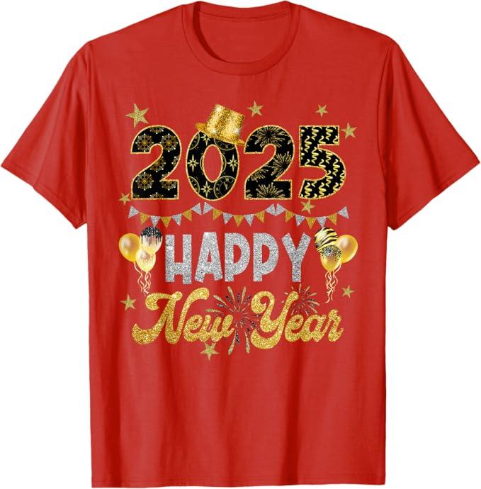 Happy New Year Party 2025 Ballon Family Matching Men Women T-Shirt