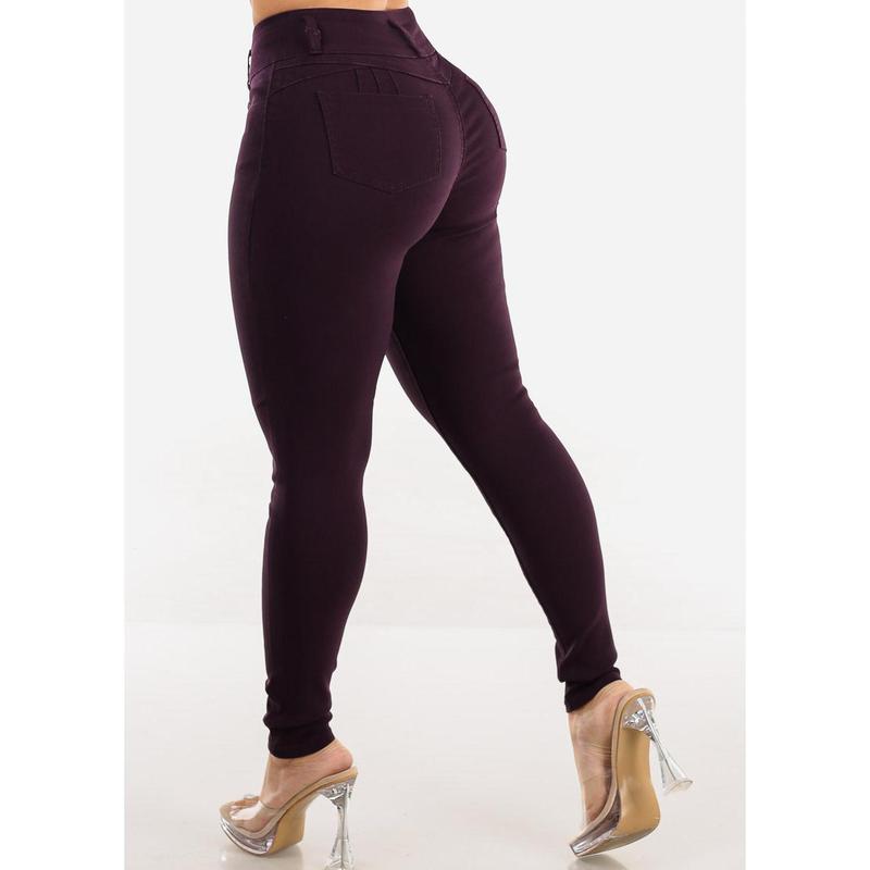 High Waist Butt Lift Levanta Cola Dark Purple Jeggings