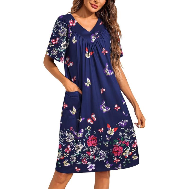 Womens House Dress Floral rint Moo Moos Nightgowns Moomoo Dresses Mumus with ockets