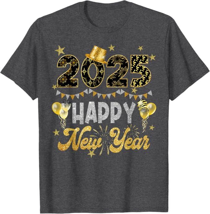 Happy New Year Party 2025 Ballon Family Matching Men Women T-Shirt