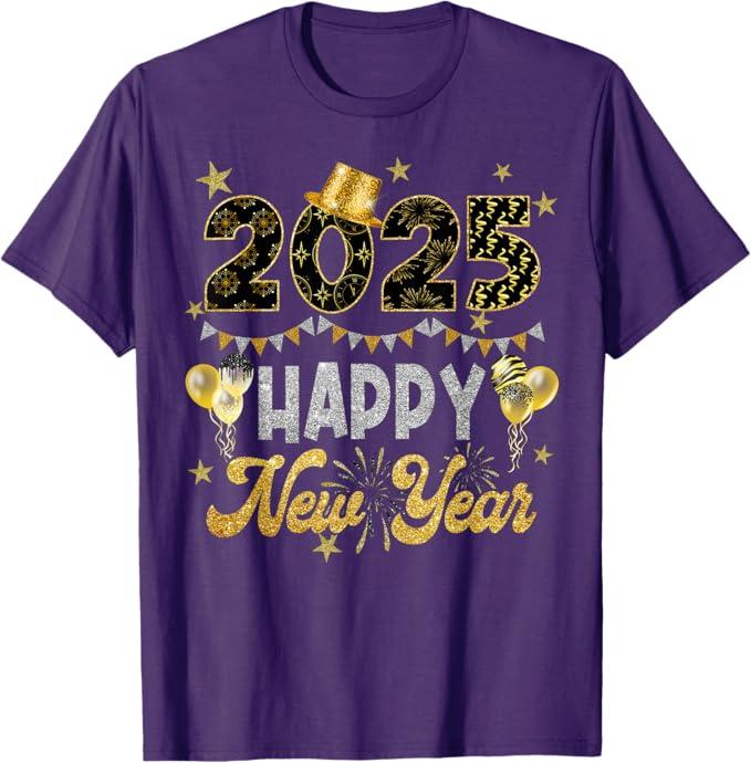 Happy New Year Party 2025 Ballon Family Matching Men Women T-Shirt