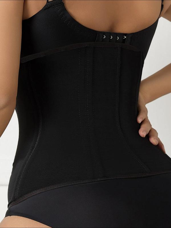 Women's Solid Zipper Hook & Eye Closure Waist Trainer, Tummy Control Shapewear Belt, Women's Shapewear for Daily Wear