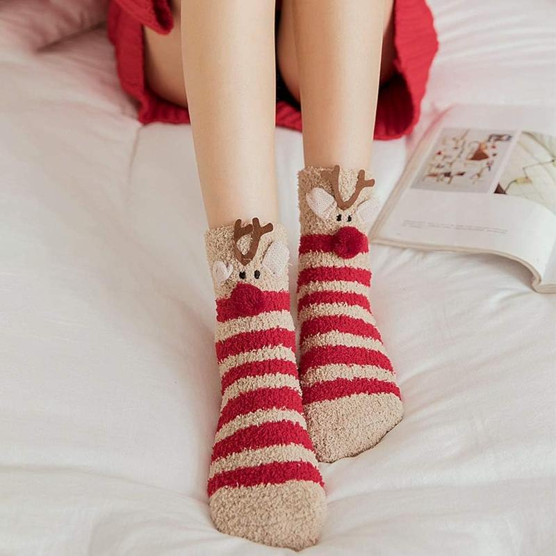 5 Pairs Womens Fuzzy Socks Winter Warm Cozy Fluffy Super Soft Slipper Socks