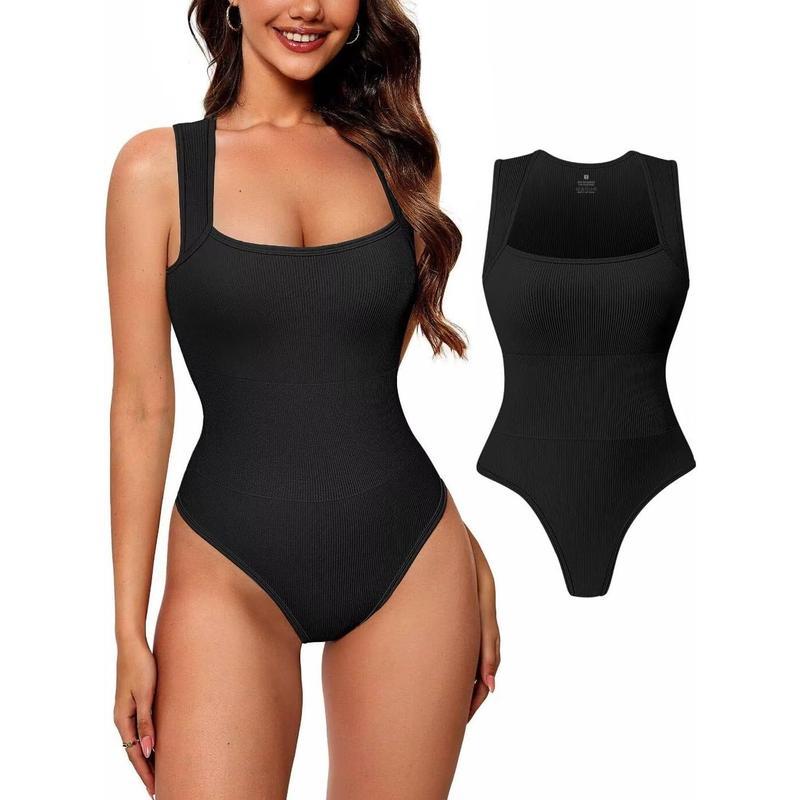 Women's 3 Piece Seamless Ribbed Bodysuit Set - Sleeveless, Women Rompers And Jumpsuits Women's Sexy Sleeveless Square Neck Double Lined Bodysuit Tank Top Coral T-shirt, Tank Tops sexy.