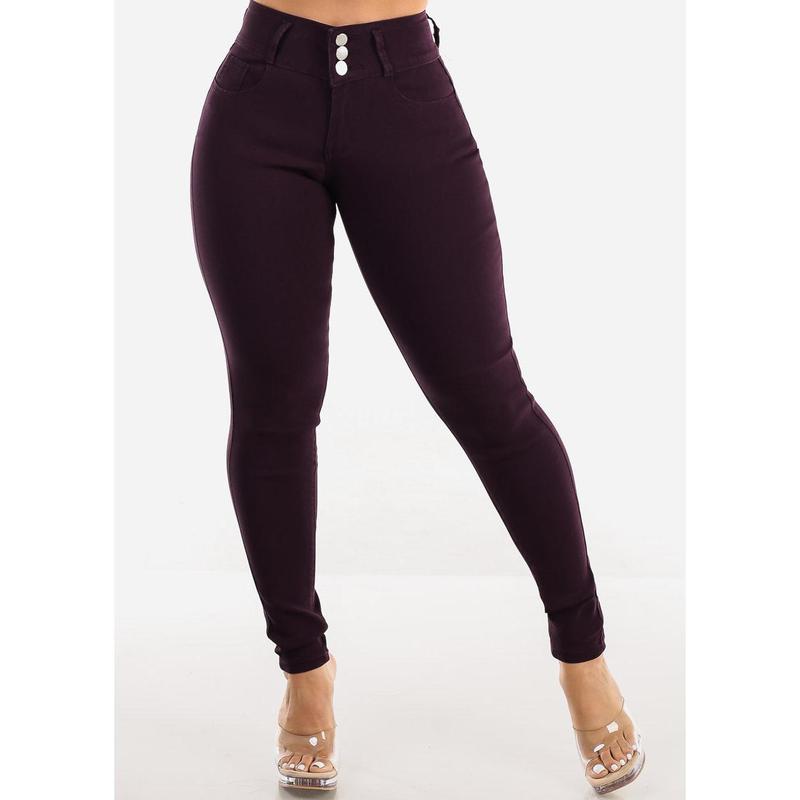 High Waist Butt Lift Levanta Cola Dark Purple Jeggings