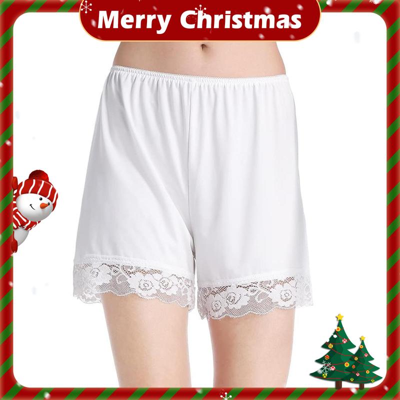 Pettipants for Women Half Slip Comfortable Culotte Shorts Split Skirt Underwear Lace Snip 4” Smooth Spandex Bottom Womenswear Basic Lady Day Minimalist