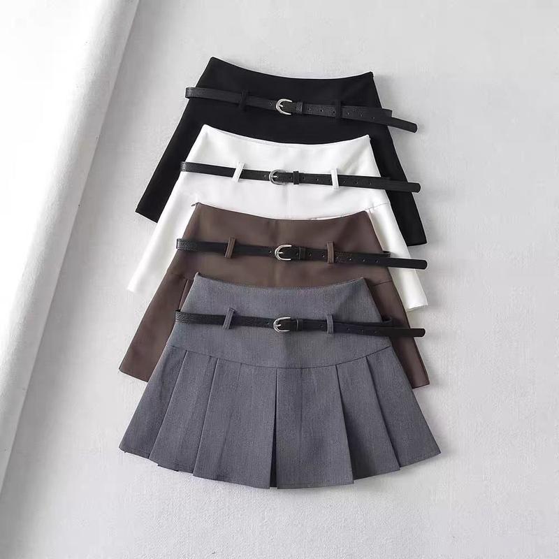 Gray Pleated Skirt Skirt Women's New Spring Small High Waist Slimming A- line Skirt Womenswear Bottom