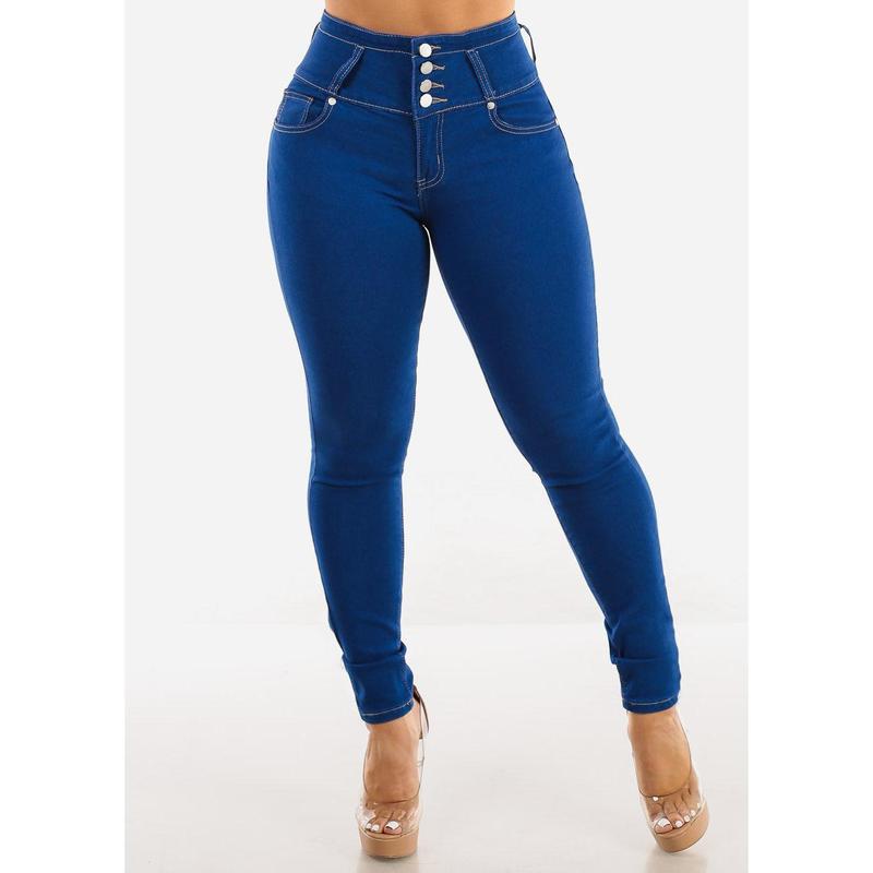 Butt Lift High Waist Royal Blue Skinny Jeans