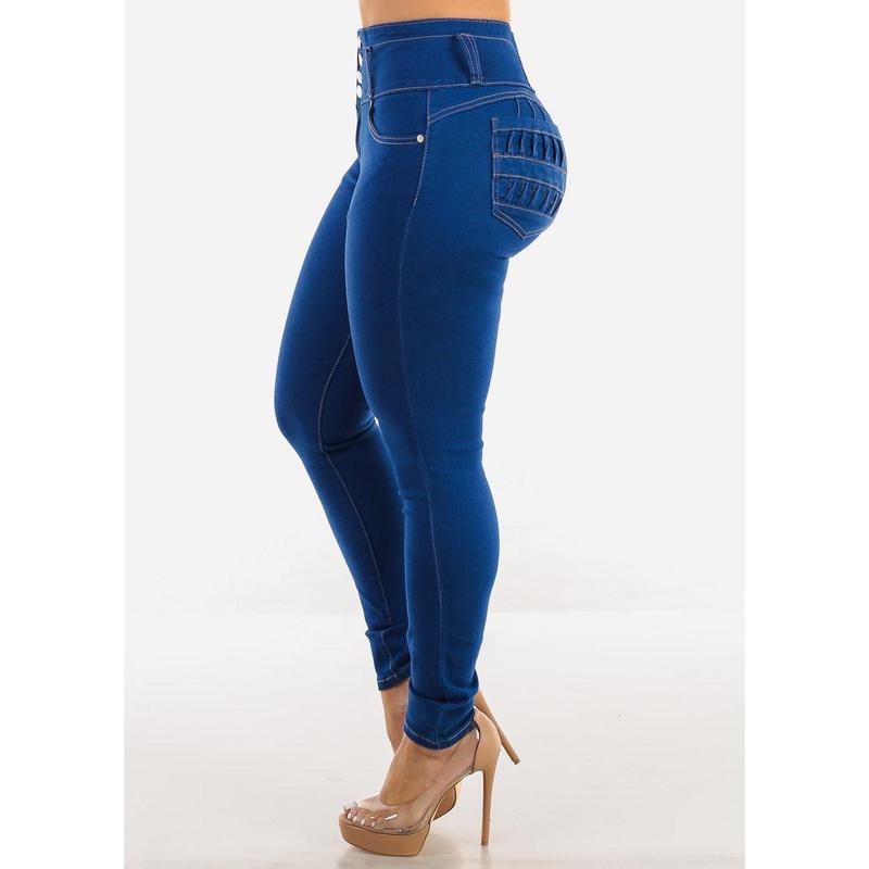 Butt Lift High Waist Royal Blue Skinny Jeans