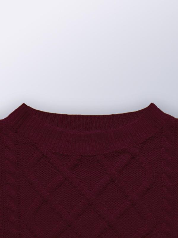 Women's Plain Textured Drop Shoulder Sweater, Casual Long Sleeve Round Neck Jumper for Fall & Winter, Fashion Ladies' Knitwear for Daily Wear