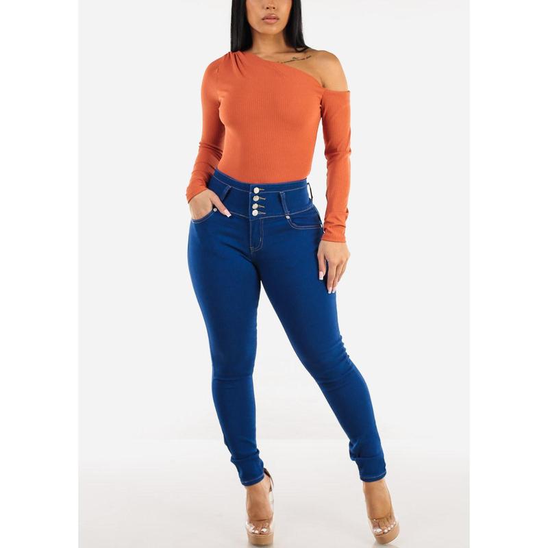 Butt Lift High Waist Royal Blue Skinny Jeans