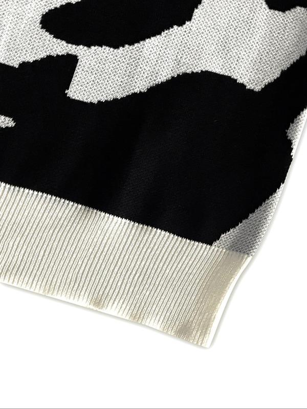 Women's Cartoon Cat Print Drop Shoulder Sweater, Casual Long Sleeve Round Neck Jumper for Fall & Winter, Fashion Ladies' Knitwear for Daily Wear