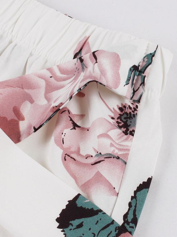 Vintage Women's Floral Print Knot Front A Line Skirt, Casual Elegant High Waist Midi Skirt, Ladies Summer Clothes for Vacation Holiday Daily Wear