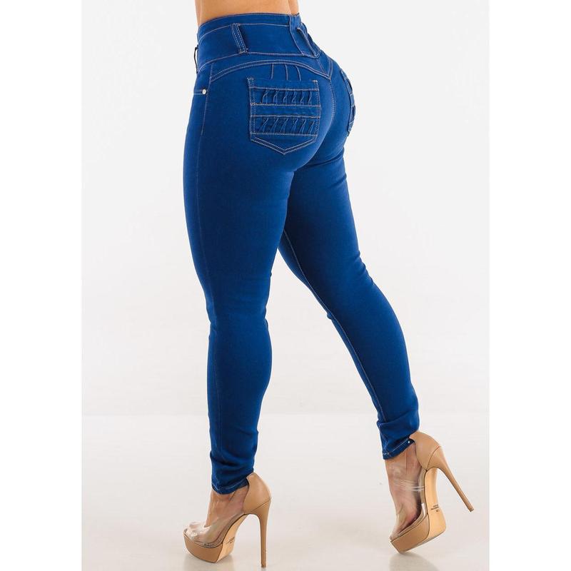 Butt Lift High Waist Royal Blue Skinny Jeans