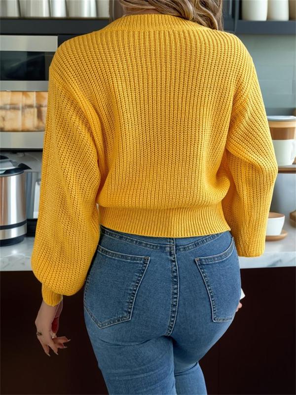Women's Plain Textured Drop Shoulder Sweater, Casual Long Sleeve Round Neck Jumper for Fall & Winter, Fashion Ladies' Knitwear for Daily Wear